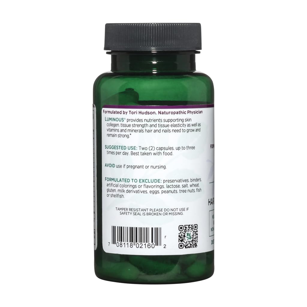 Vitanica Luminous detalle de textura de cápsula vegetal, beneficio: formulación vegana visible