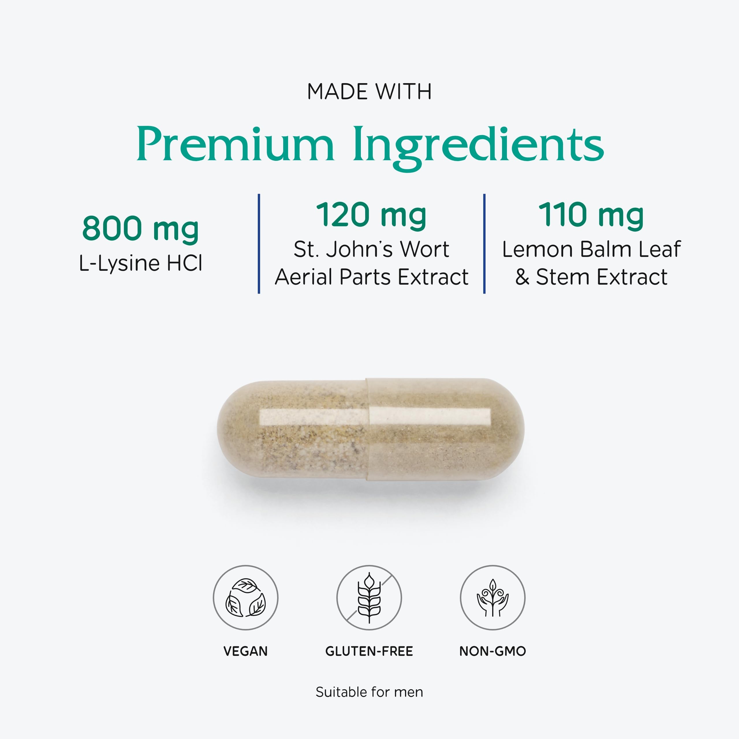 Vitanica Lysine Extra etiqueta cercana con ingredientes y certificación clara