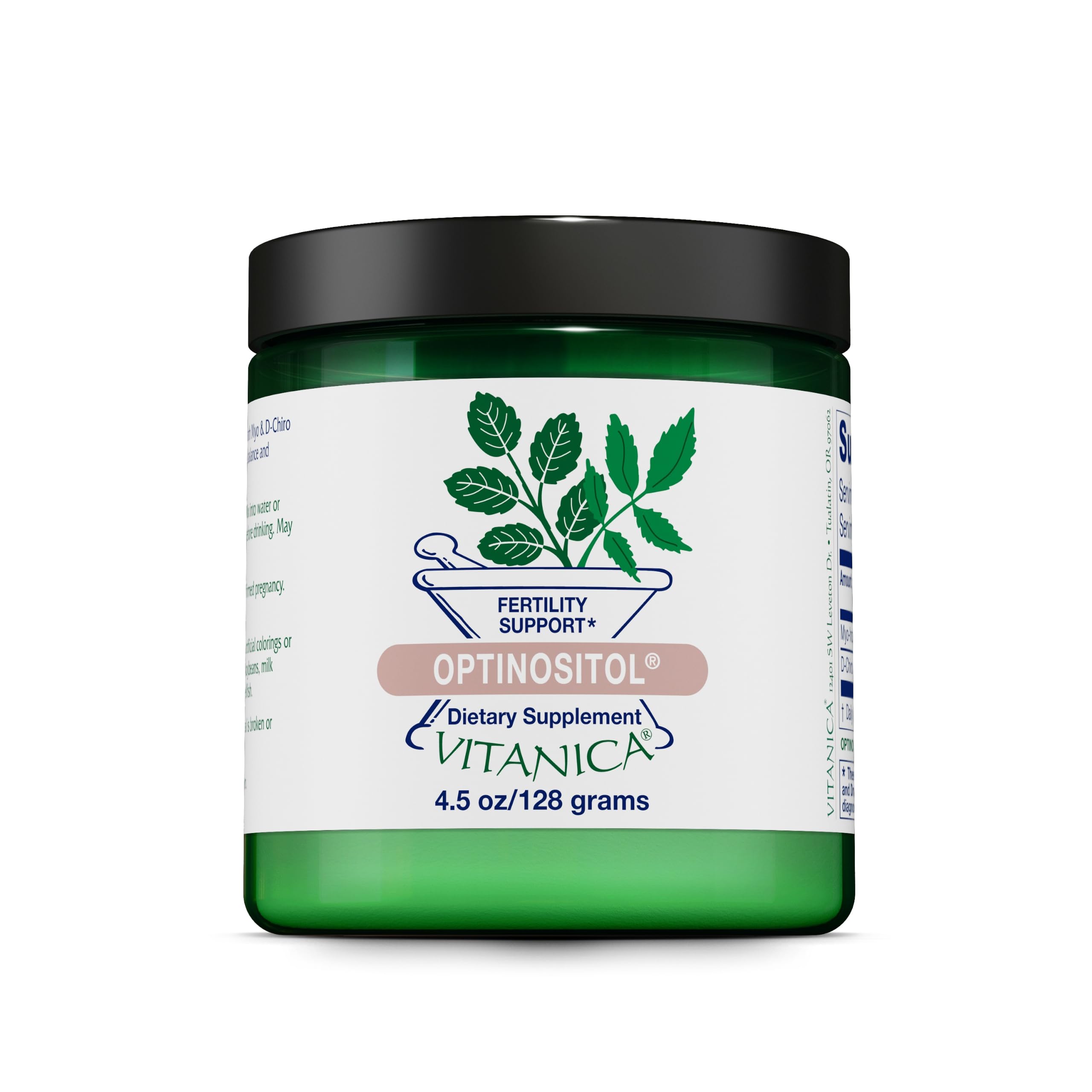 Vitanica Optinositol frente del envase mostrando diseño y tamaño