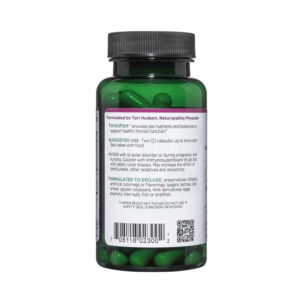 Vitanica ThyroFem etiqueta detalle con lista de ingredientes y dosificación visible