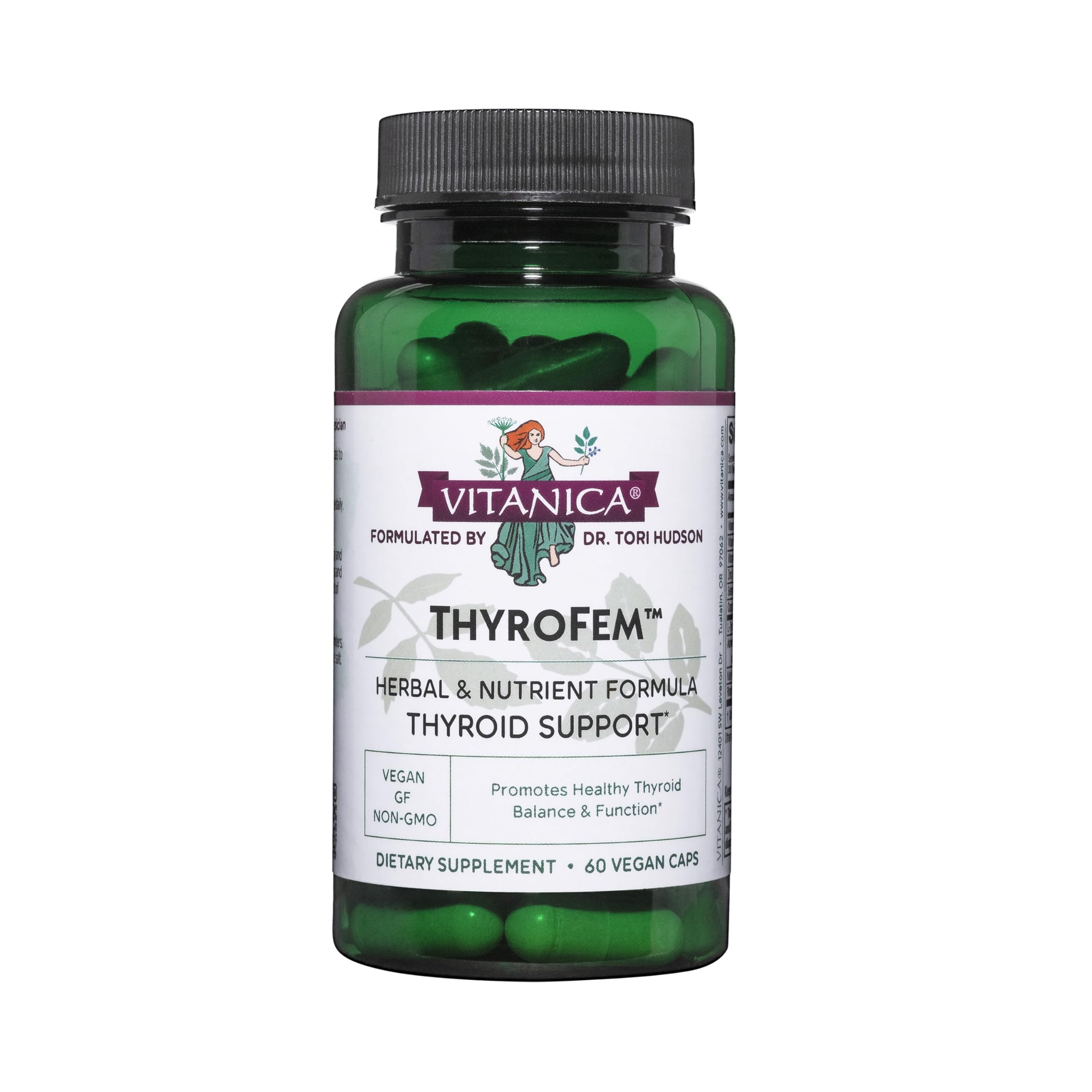 Vitanica ThyroFem frasco delantero mostrando diseño y etiquetado claro para confianza