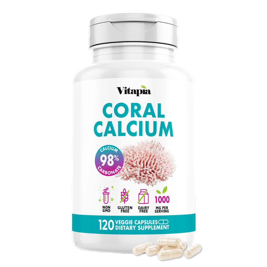 Vitapia vista frontal del envase de Coral Calcium con información clara y beneficio de aporte mineral