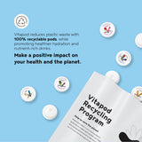 Vitapod pod junto a mano para comparar tamaño y ventaja portátil