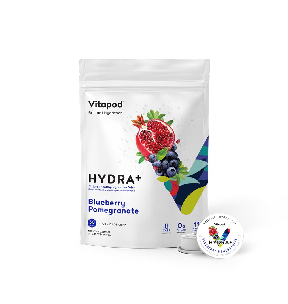 Vitapod Hydra+ frente del paquete mostrando 30 pods y sabor arándano granada beneficios prácticos