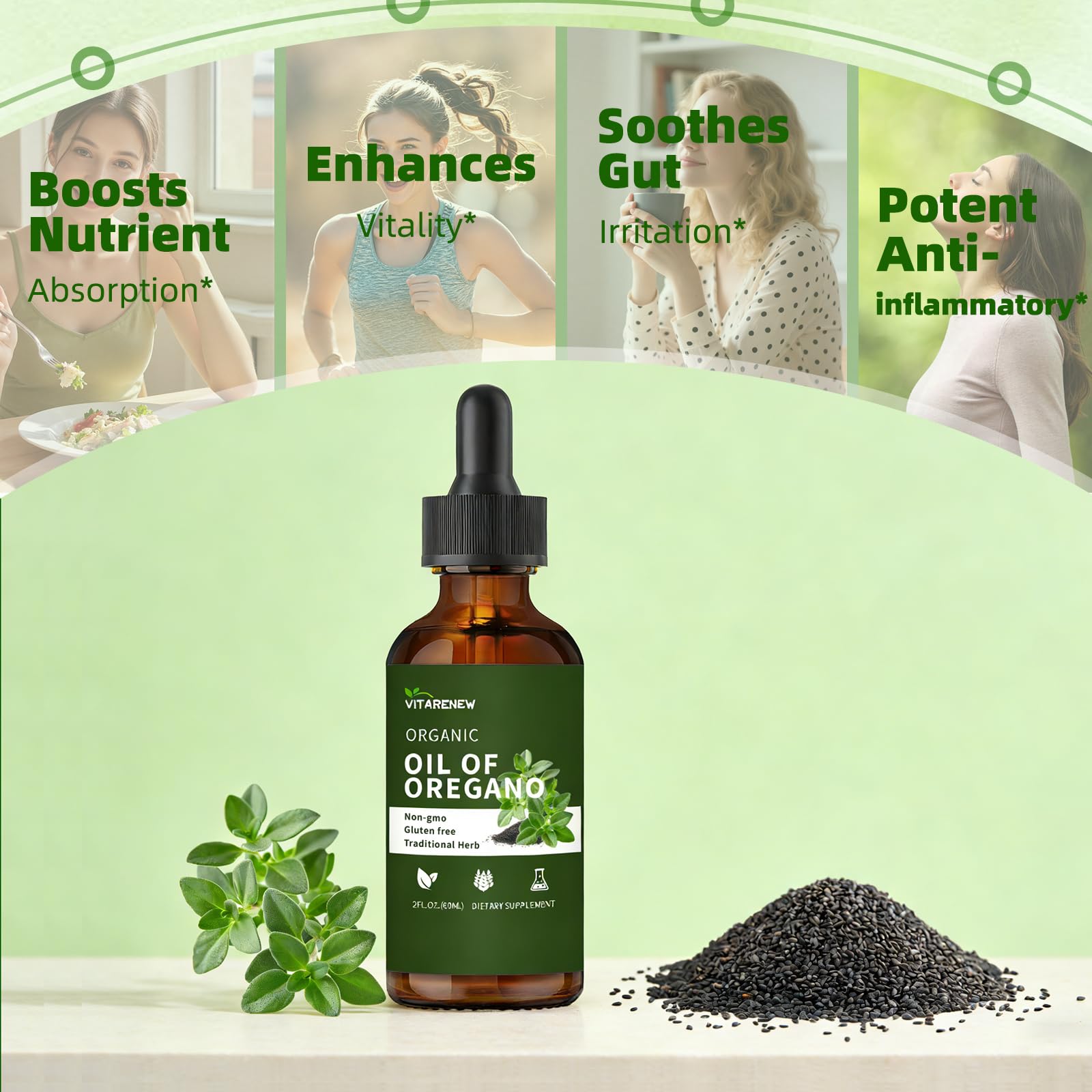 VITARENEW aceite en cuchara destacando base de oliva y absorción