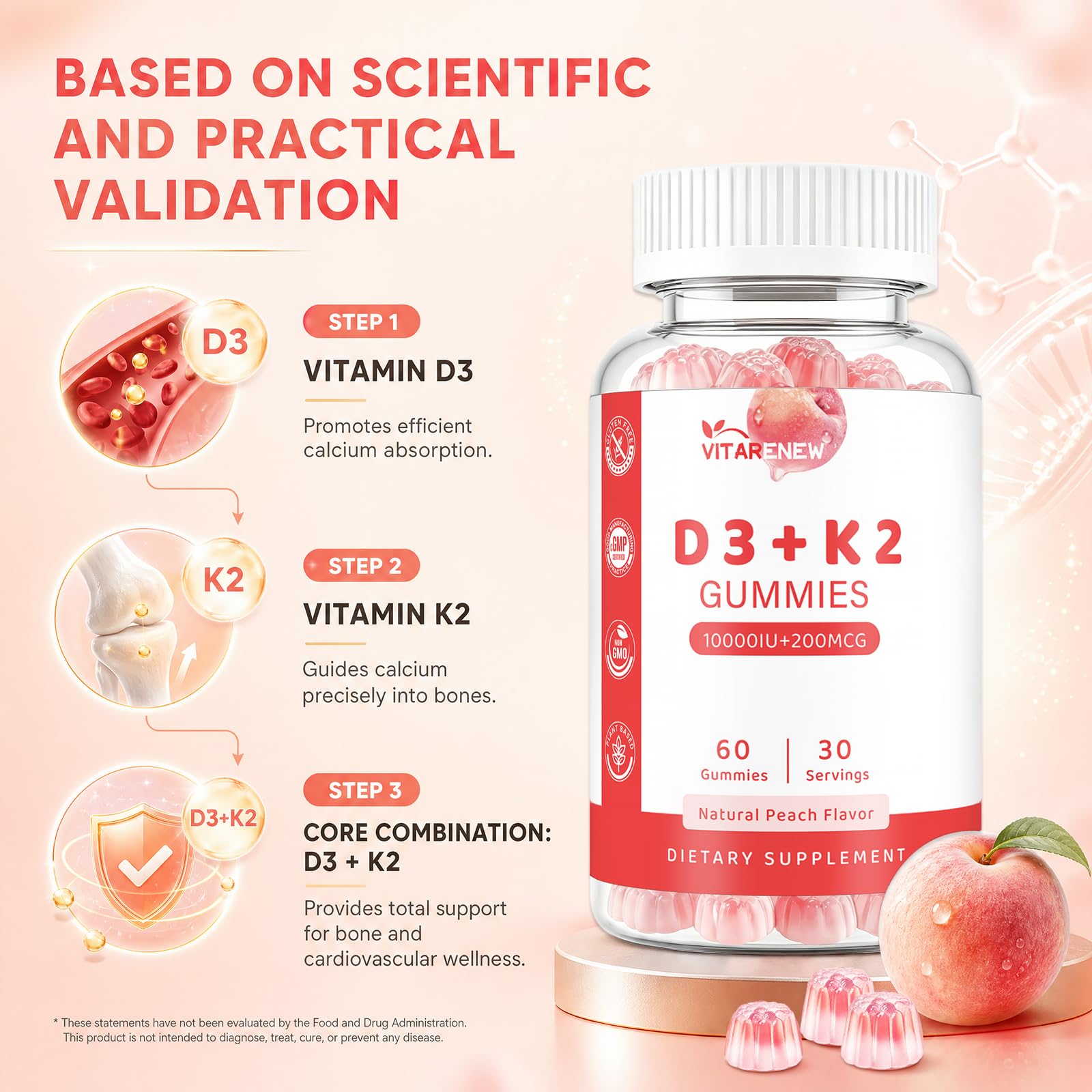 VITARENEW etiqueta con ingredientes que destaca D3 10,000 IU y K2 MK-7
