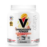 Vitargo envase frontal Fruit Punch mostrando tamaño y sabor beneficioso para recargar energía