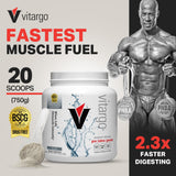 Textura del polvo Vitargo cerca, fácil disolución y digestión rápida