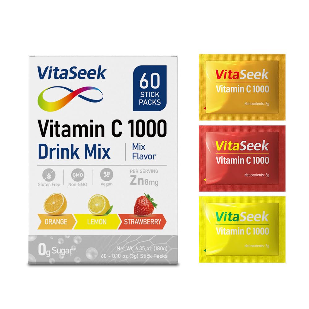 VitaSeek frontal del paquete mostrando 60 sobres, ideal para llevar
