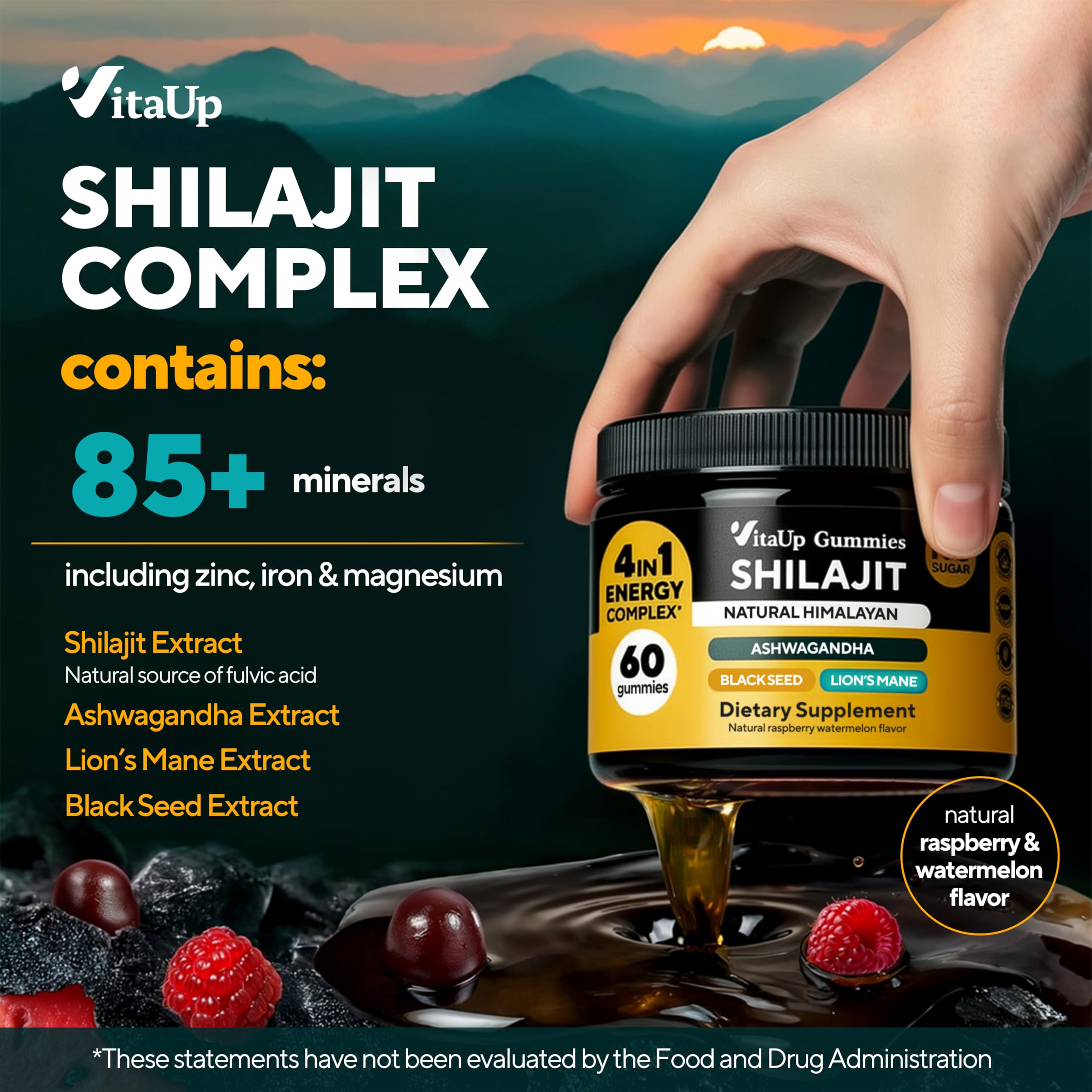 VitaUp primer plano de textura de la gomita, aspecto apetecible y natural