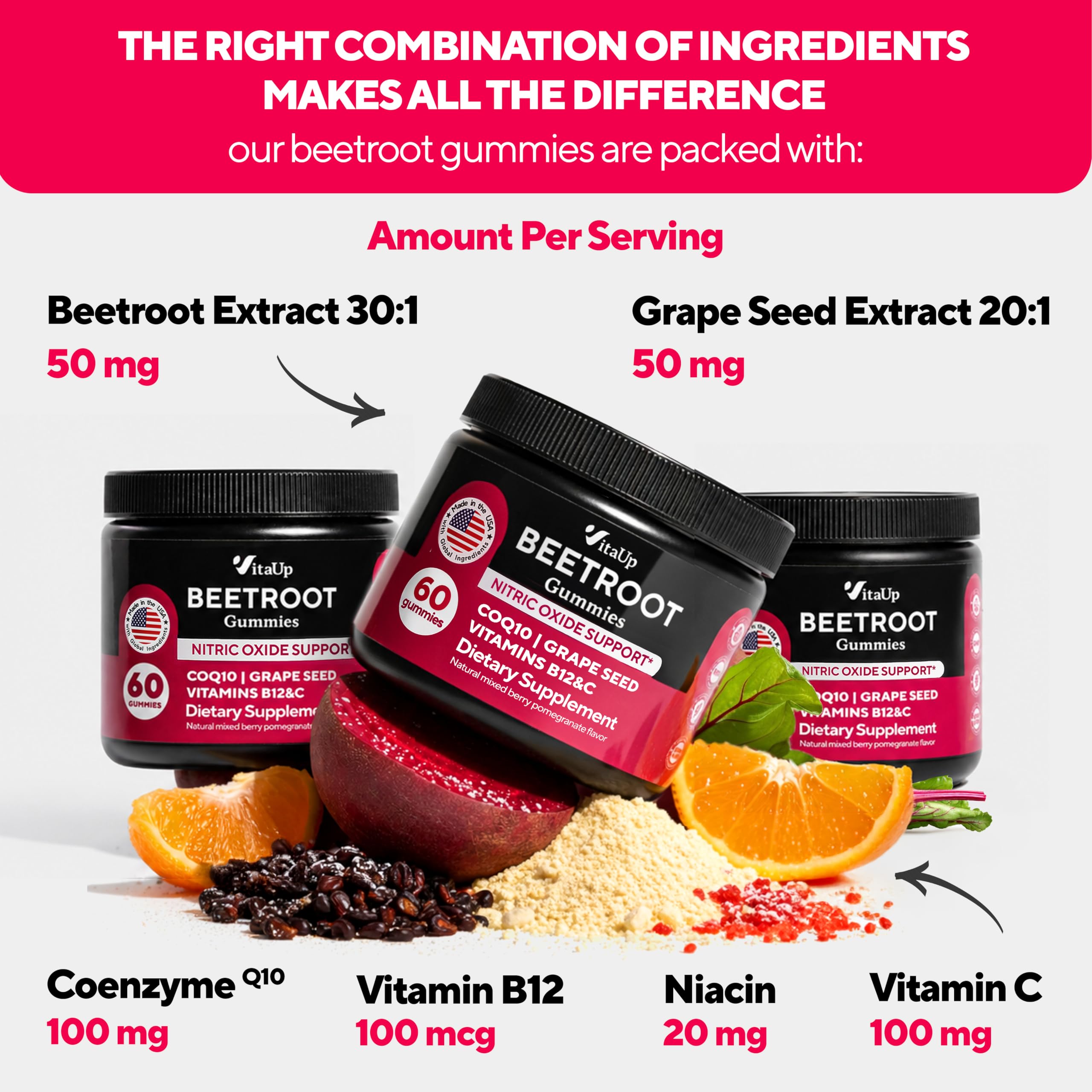 VitaUp etiqueta con lista de ingredientes y beneficios claros