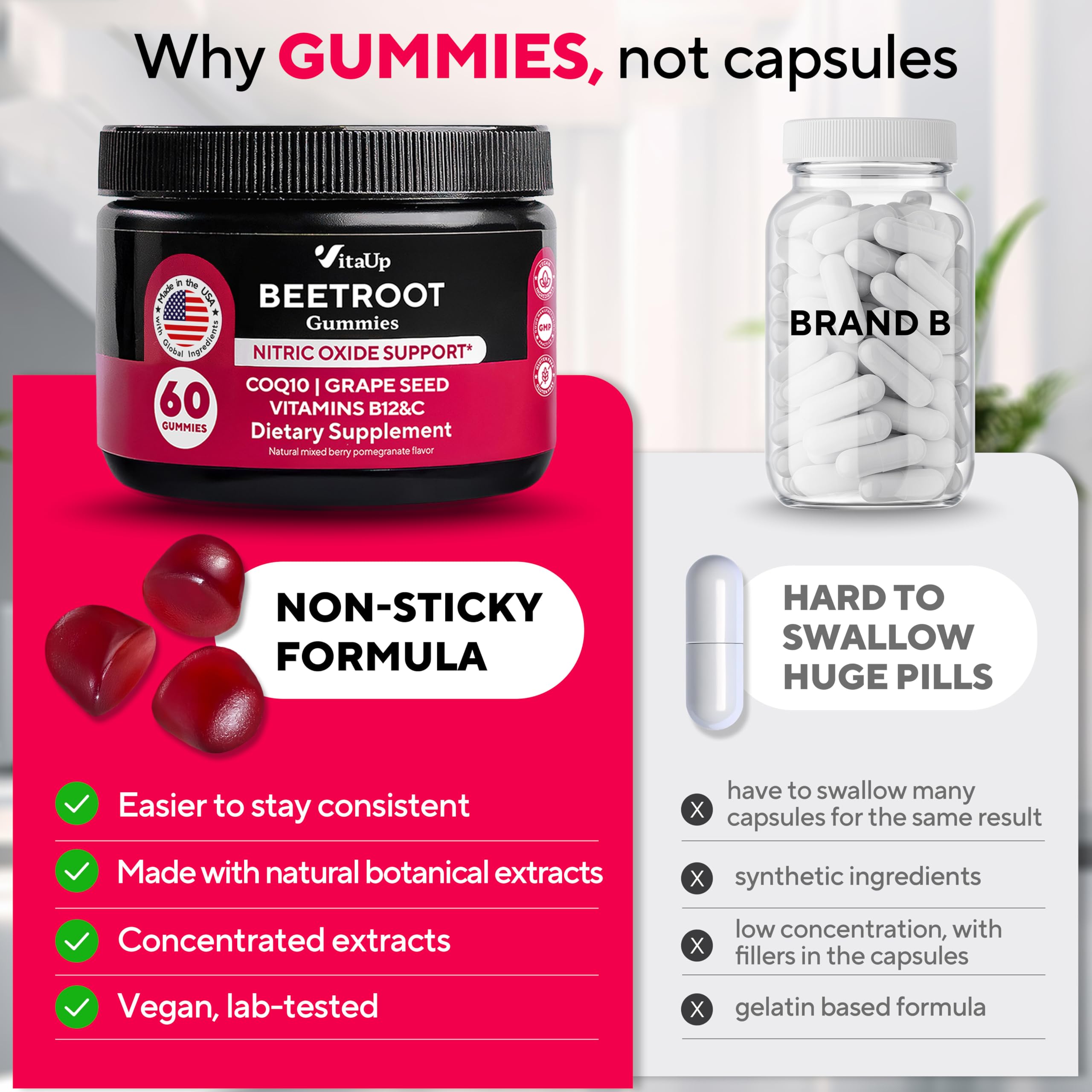 VitaUp gominolas con escena de persona activa y consumo práctico