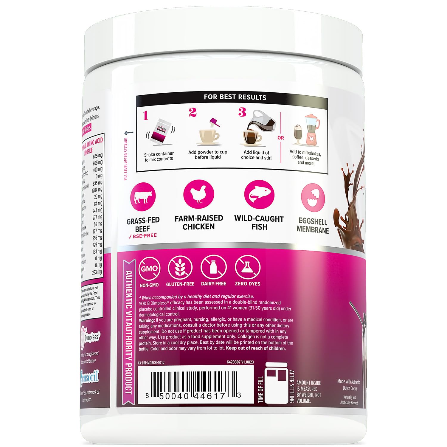 Cucharada de Vitauthority Collagen Peptides lista para medir una porción