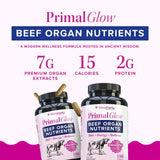 Vitauthority etiqueta con lista de órganos y calidad grass-fed