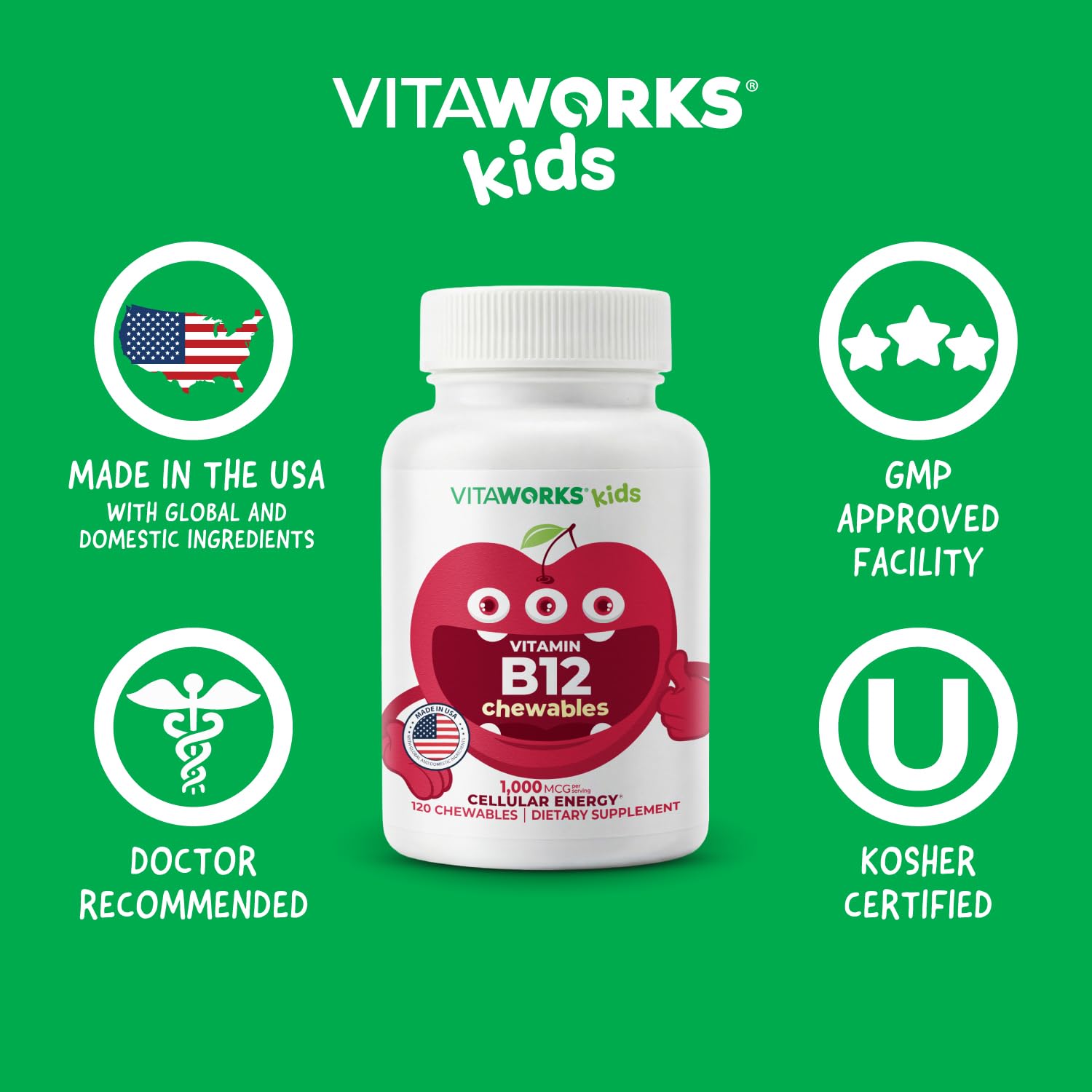 VitaWorks botella abierta con tabletas listas para uso diario conveniente