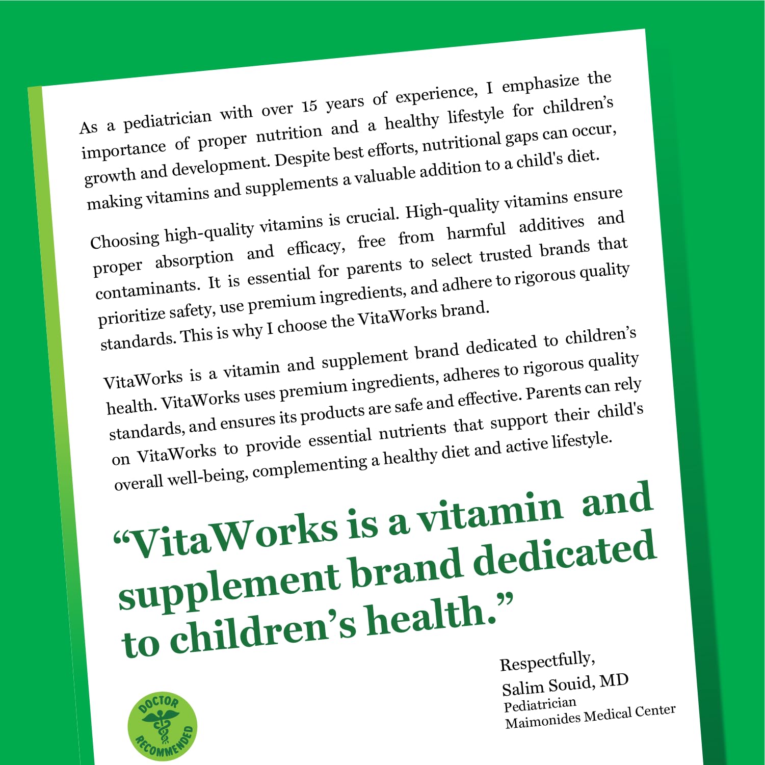 VitaWorks etiqueta con información nutricional claramente legible
