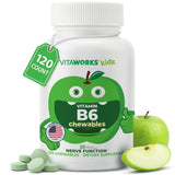 VitaWorks frasco frontal masticables mostrando etiqueta y beneficios