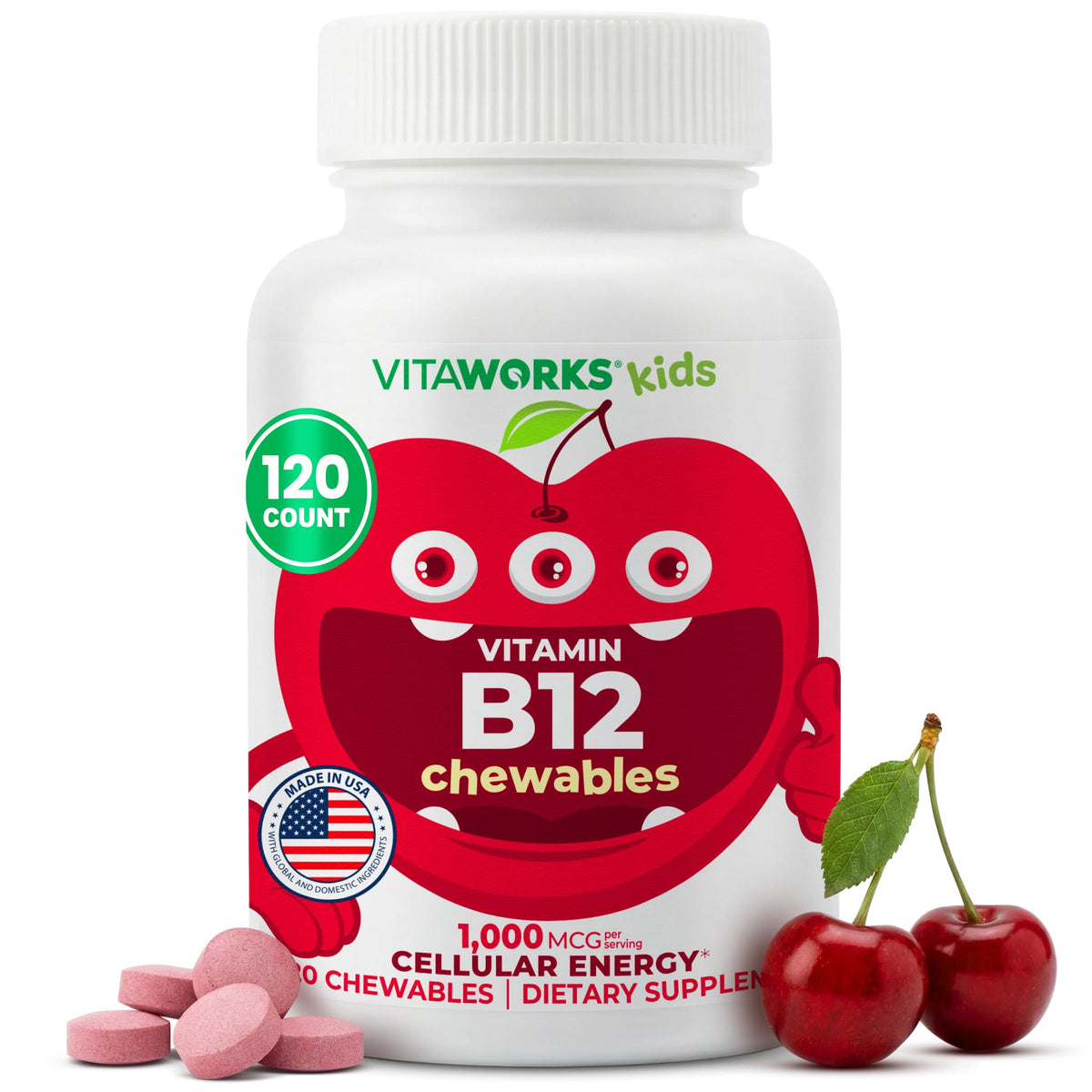 VitaWorks frente del envase que muestra 120 tabletas y beneficios visibles