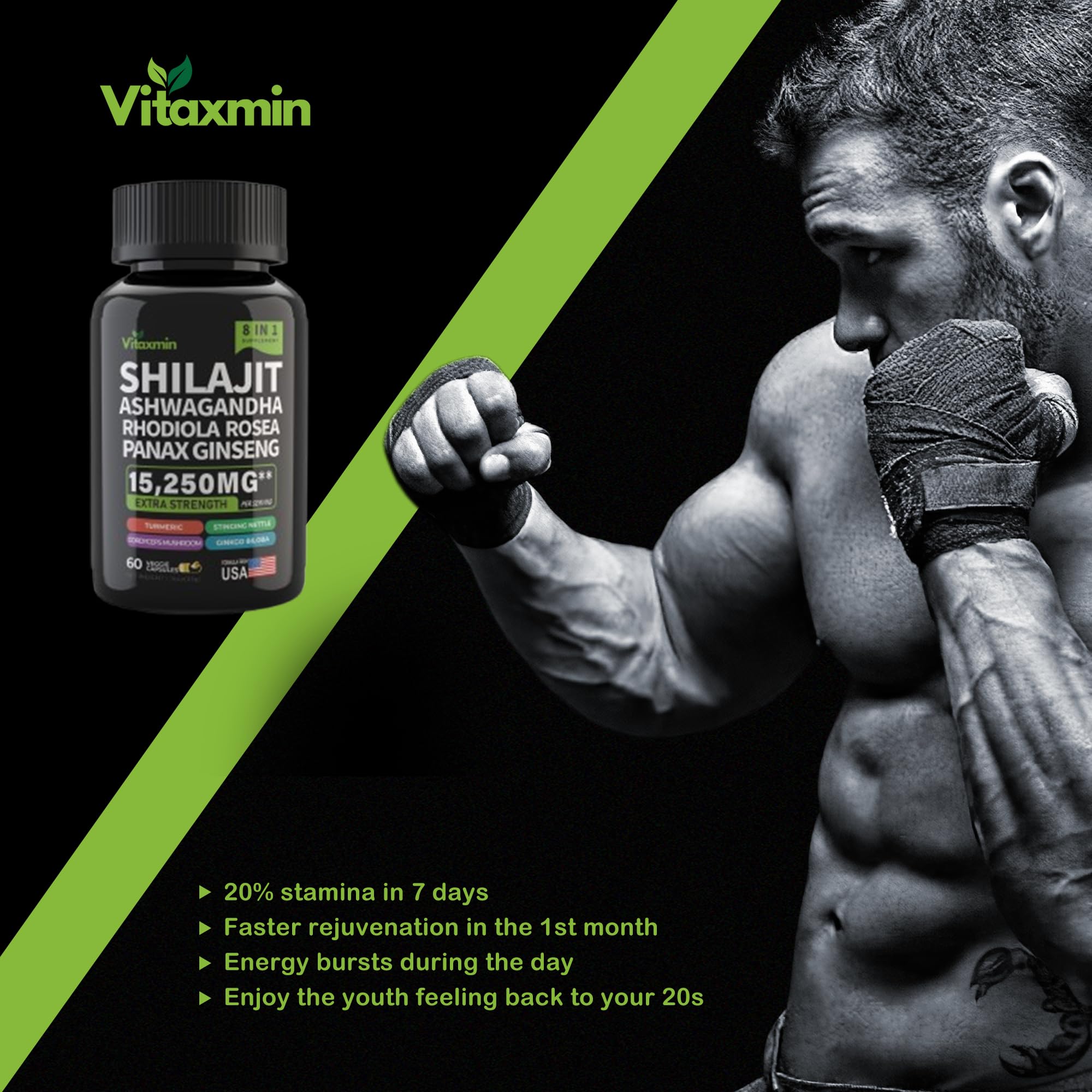 vitaxmin ingredientes naturales como ginseng y rhodiola visibles