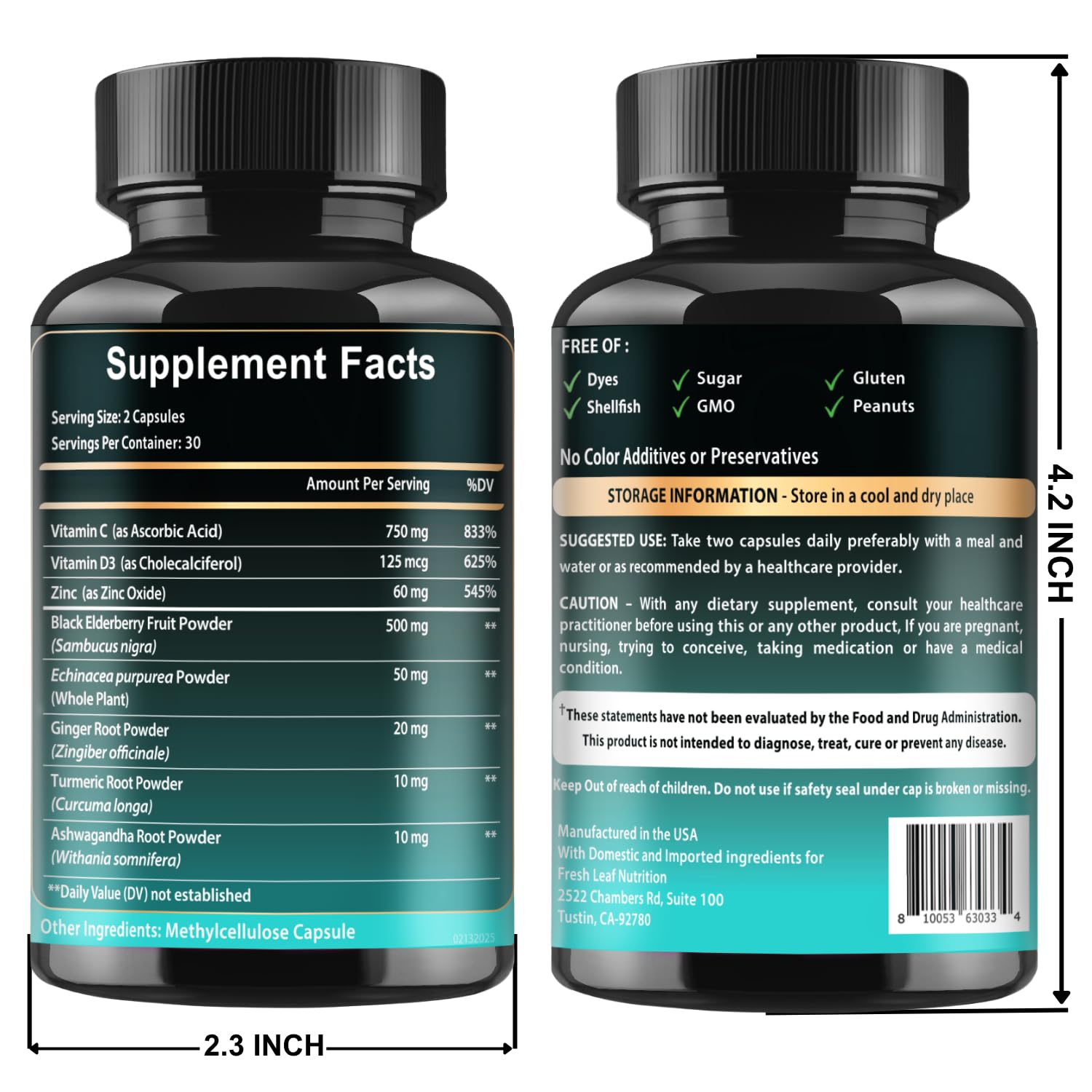 VITBOOST caja con ingredientes listados, resaltando fabricación en EE. UU.