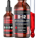 VITBOOST envase frontal B12 vegano con etiqueta clara y dosificación