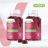 Viteey primer plano de la textura de la gomita, sabor berry beet apetecible