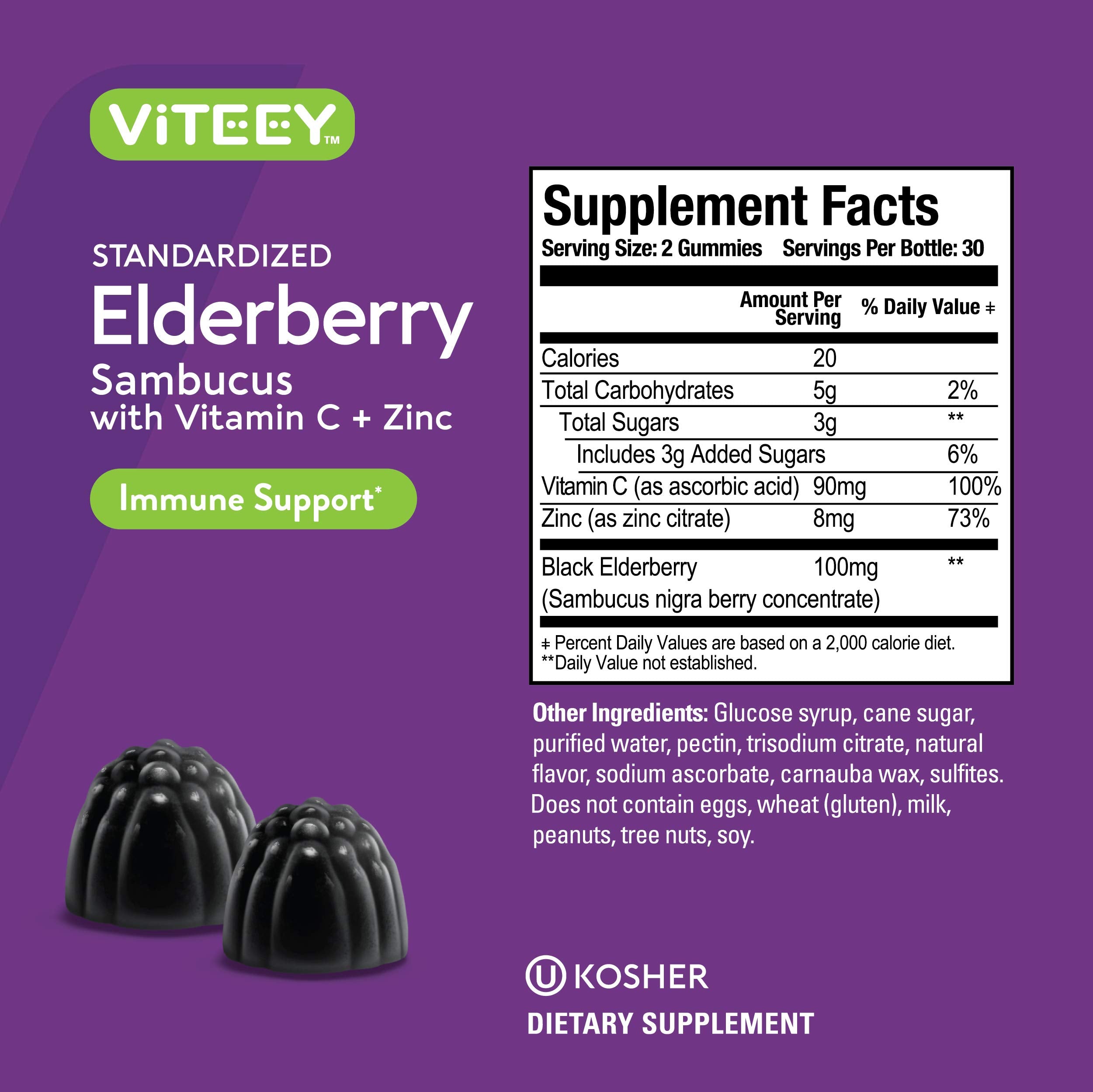 Viteey etiqueta con ingredientes y dosificación clara para toma segura