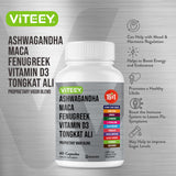 Viteey etiqueta de ingredientes legible que muestra la mezcla 16-en-1 y vitamina D3