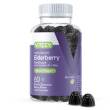 Viteey envase frontal de gomitas sambucus mostrando la cantidad y beneficios