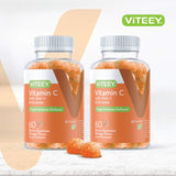 Viteey gomita en primer plano resaltando color y acabado, sabor naranja apetecible