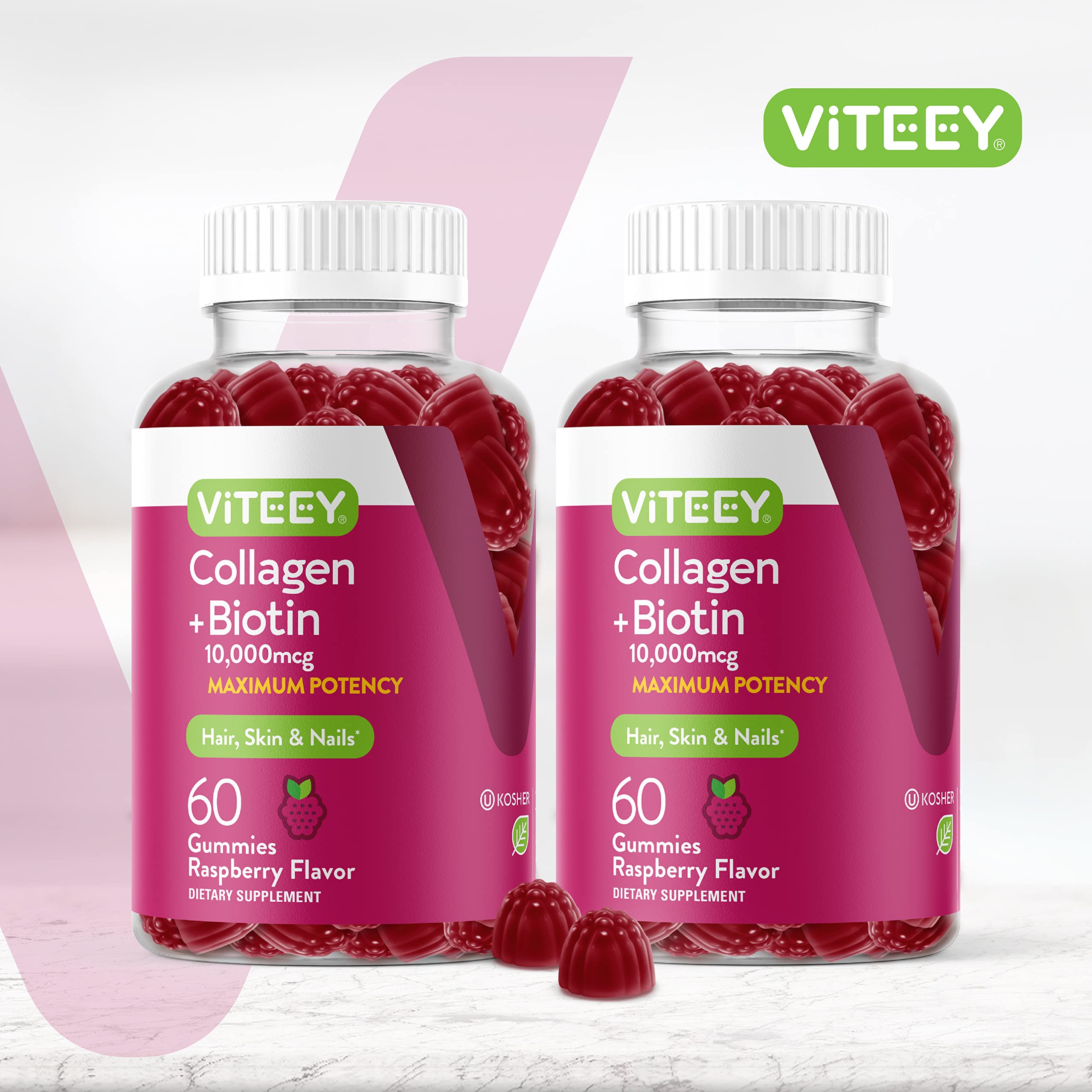 Viteey gomita detalle textura y color frambuesa para sabor agradable