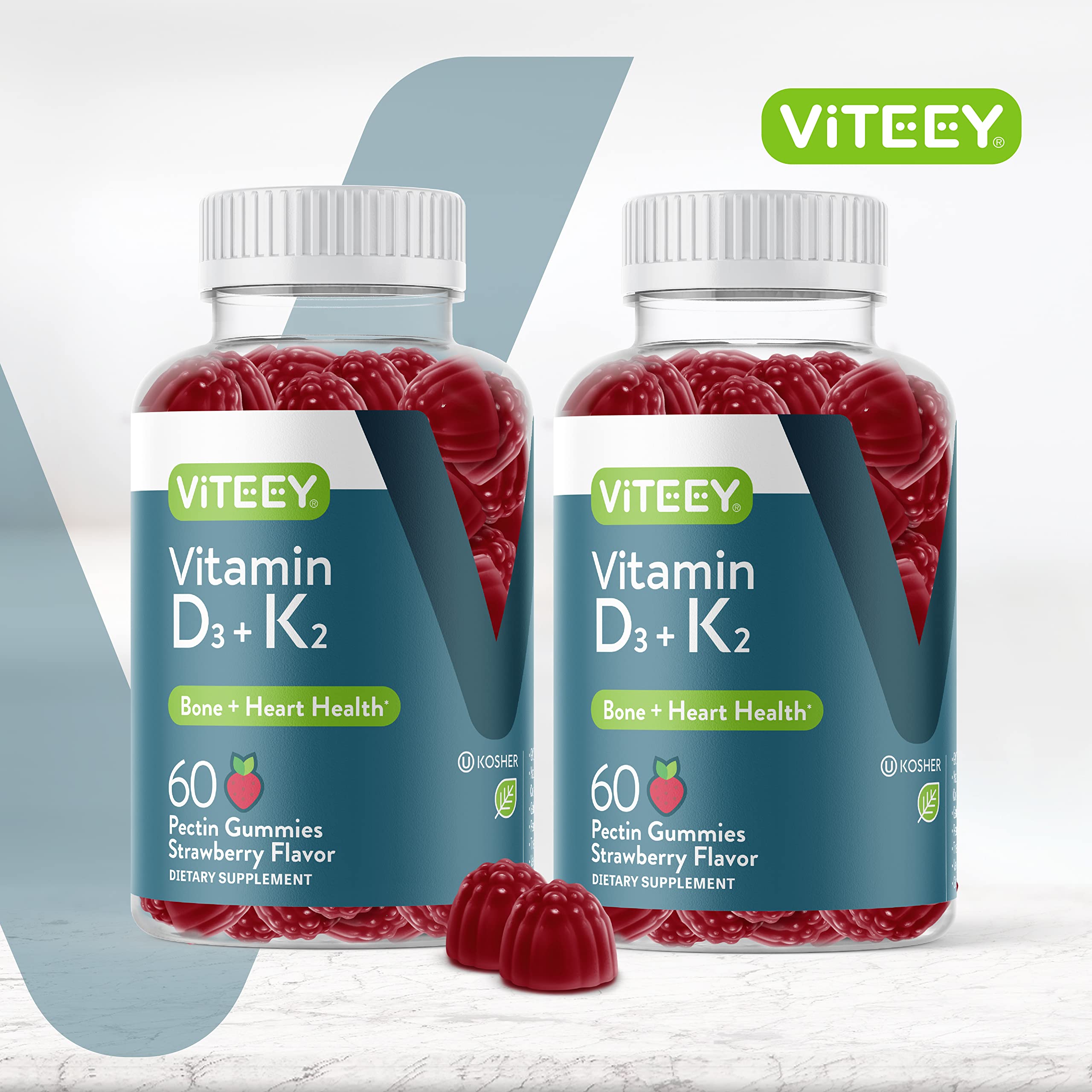 Viteey textura de gomita fresa en primer plano, aspecto masticable y natural