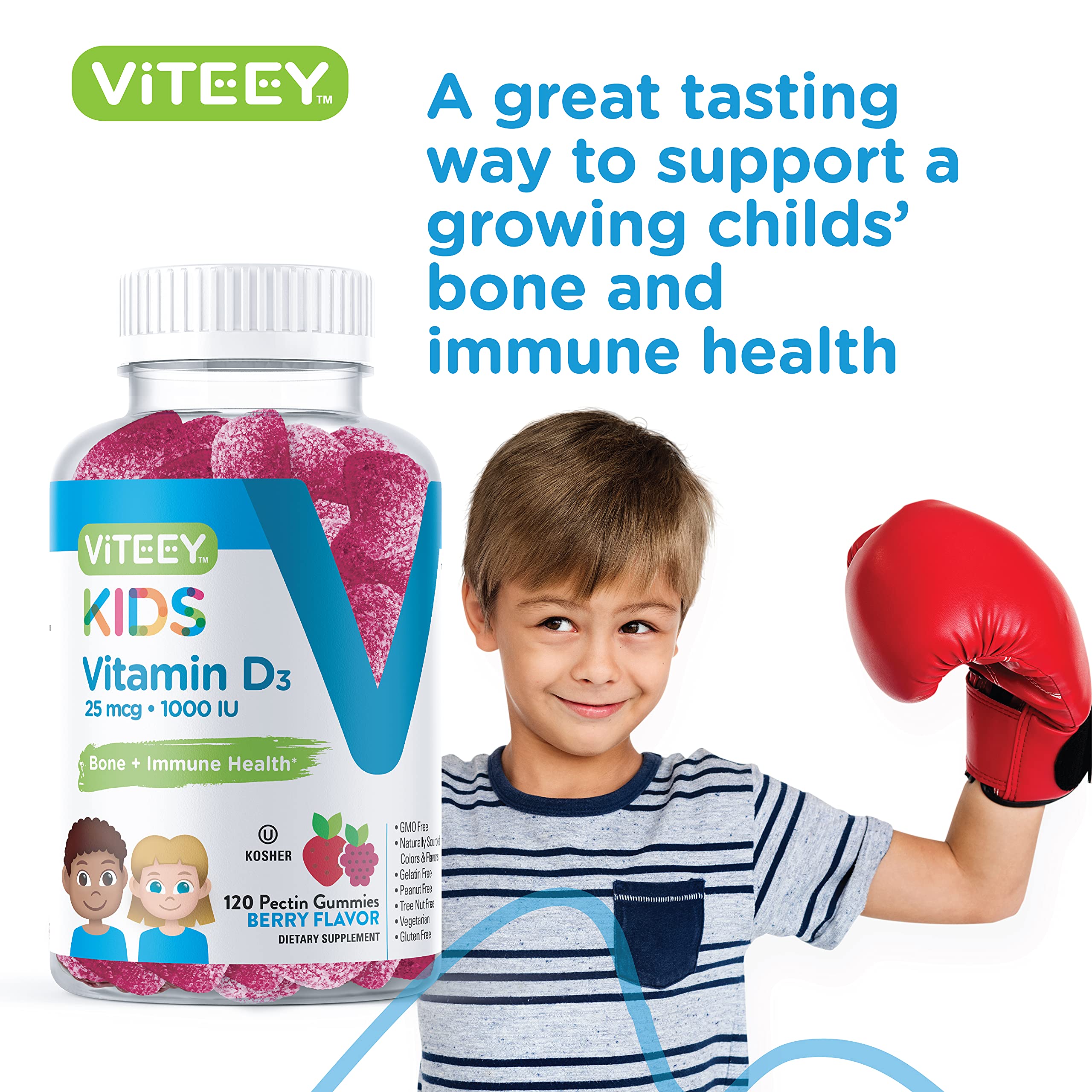 Viteey frasco abierto con gominolas dispersas, cantidad suficiente para meses