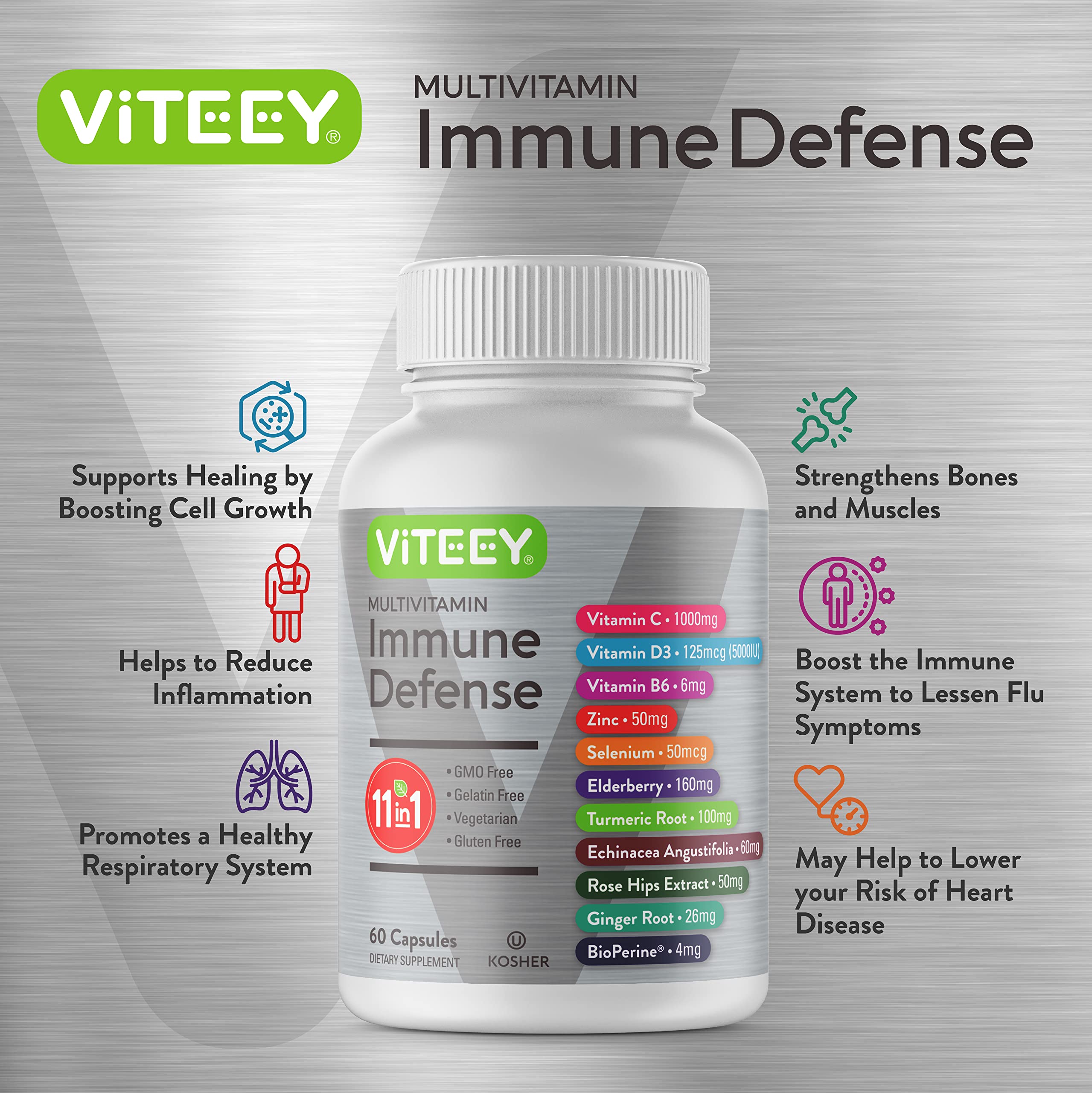 Viteey etiqueta con lista de ingredientes visible, ayuda a verificar contenido