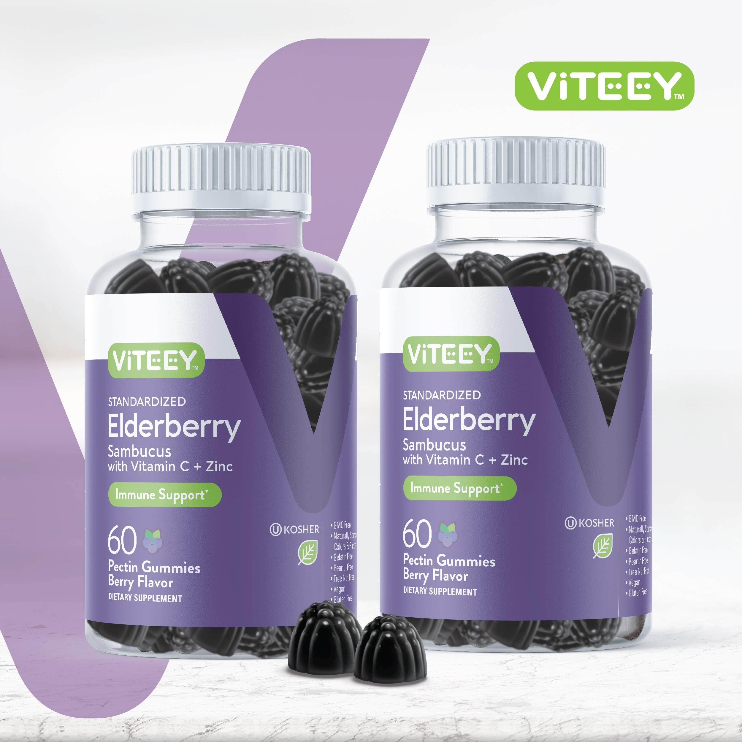 Viteey primer plano de textura de gomita destaca sabor berry y suavidad