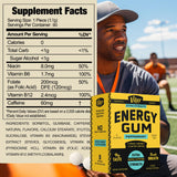Viter Energy primer plano de la textura del chicle masticable y apetitoso