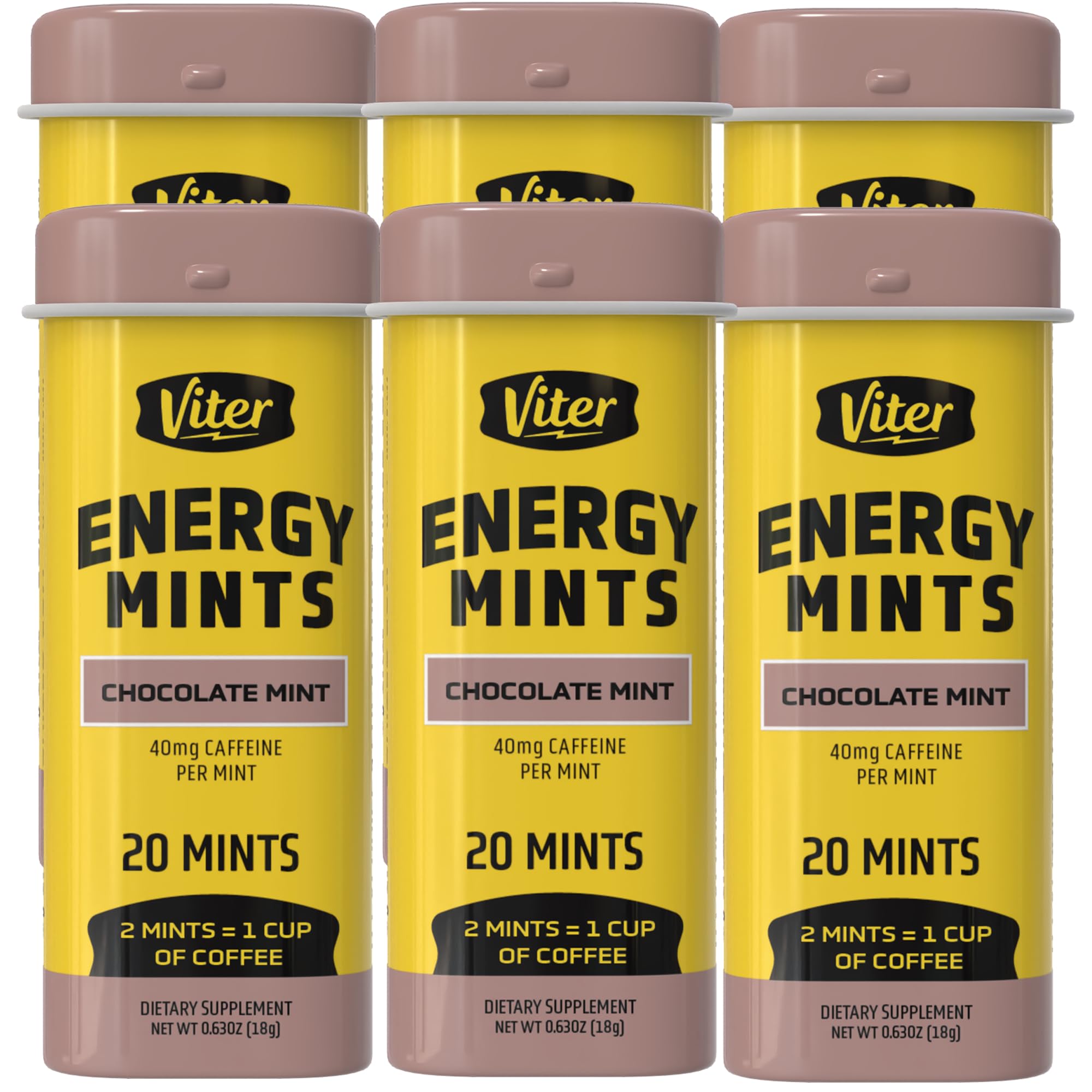 Viter Energy lata frontal mostrando sabor Chocolate Mint y portabilidad