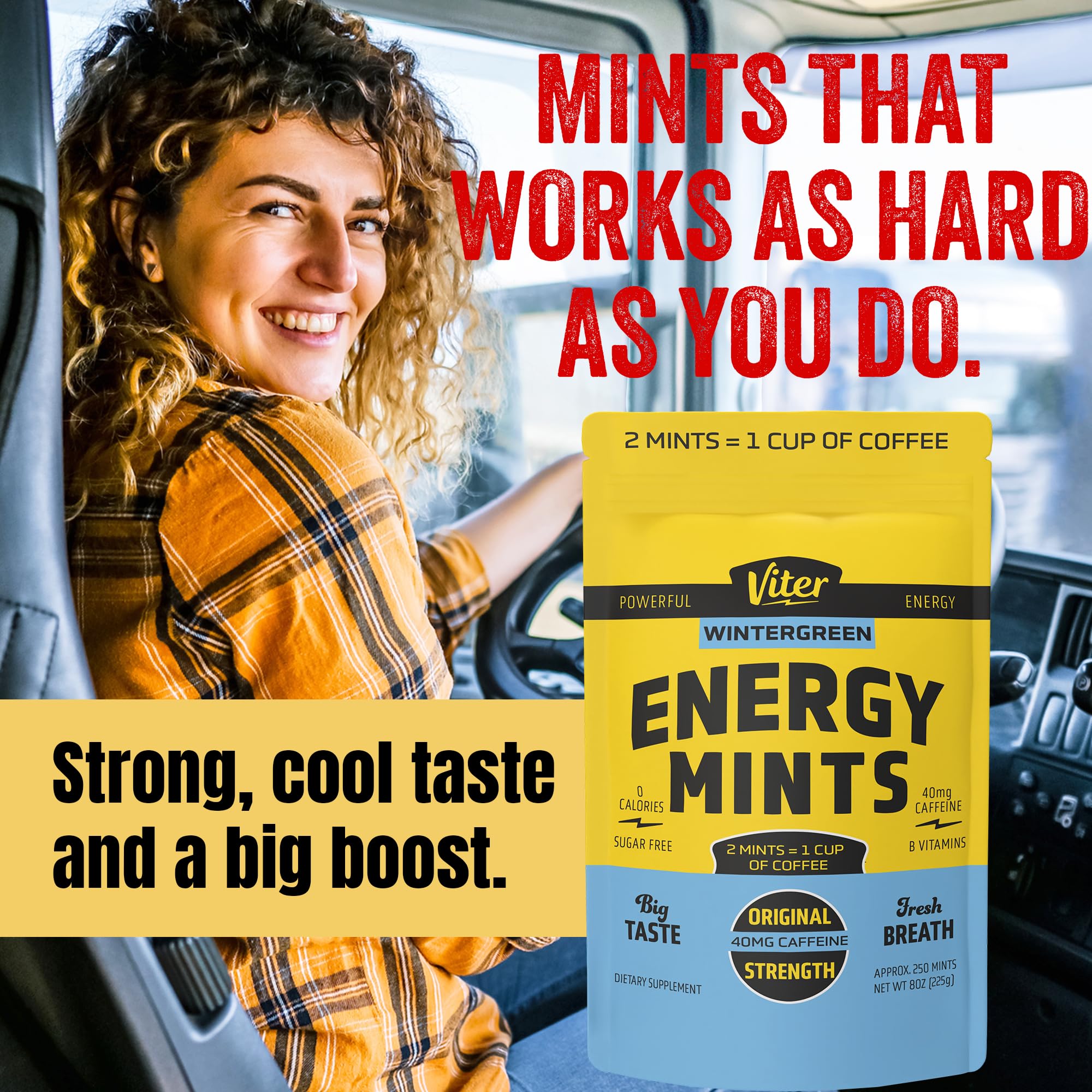 Viter Energy montón de mints para mostrar cantidad aproximada por bolsa