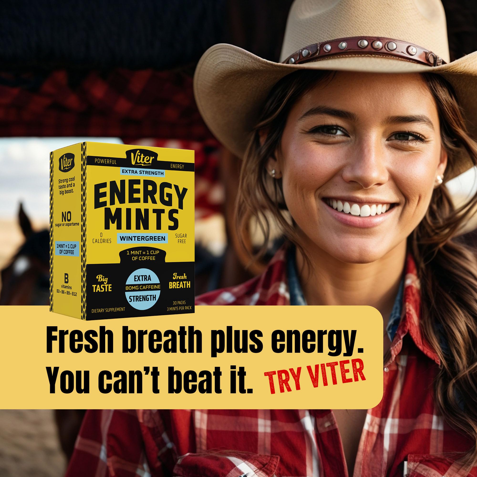Viter Energy tamaño en mano para demostrar portabilidad y conveniencia