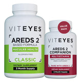 Viteyes envase frontal AREDS2 y multivitamínico, claridad de dosificación
