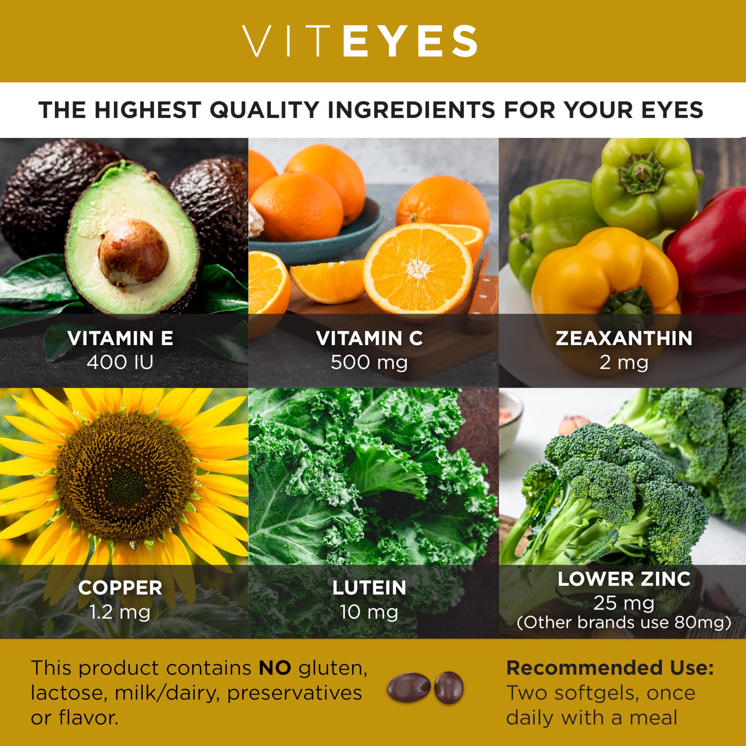 Viteyes etiqueta ingredientes lista de nutrientes clave para la vista