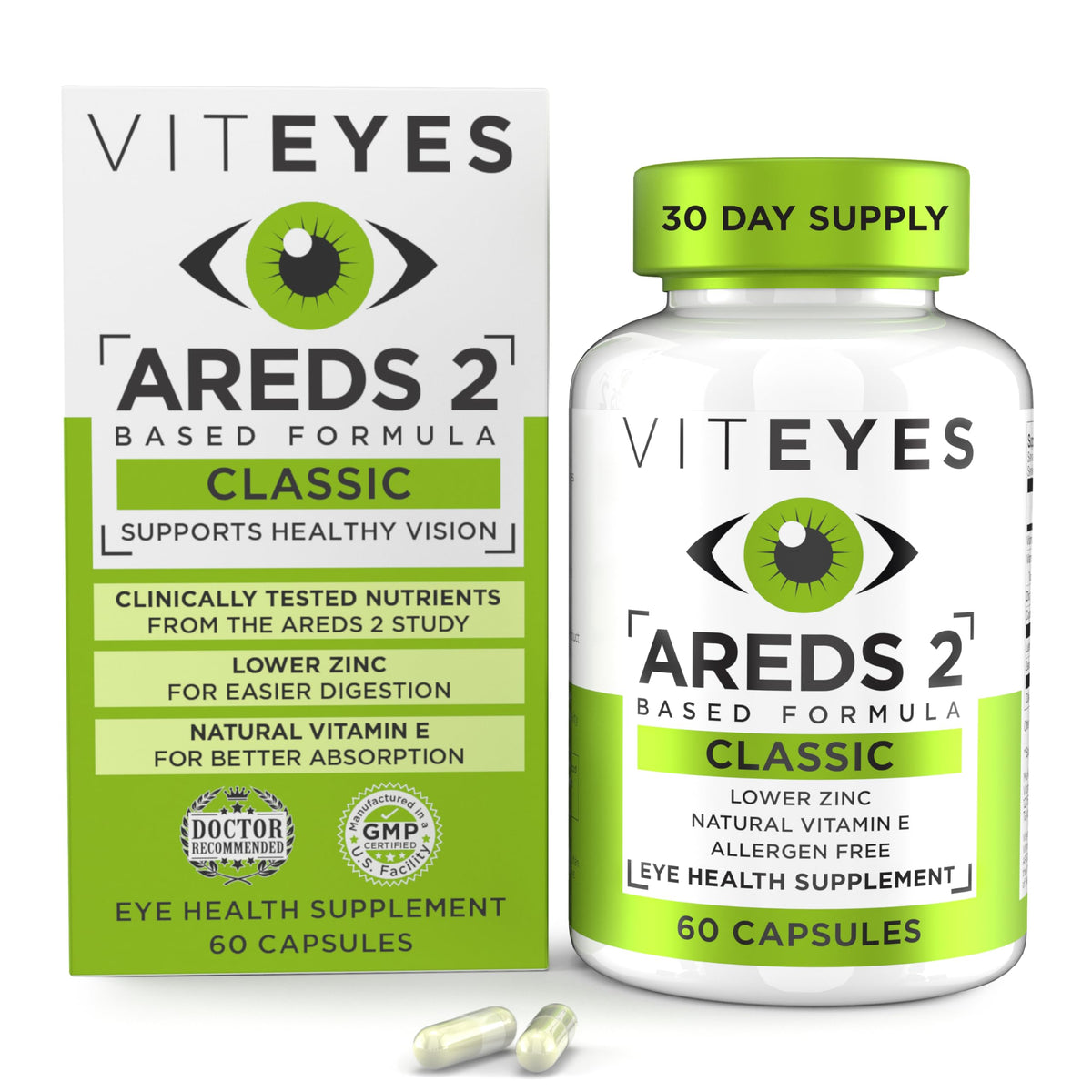 Viteyes frasco frontal mostrando etiqueta y beneficios para macula