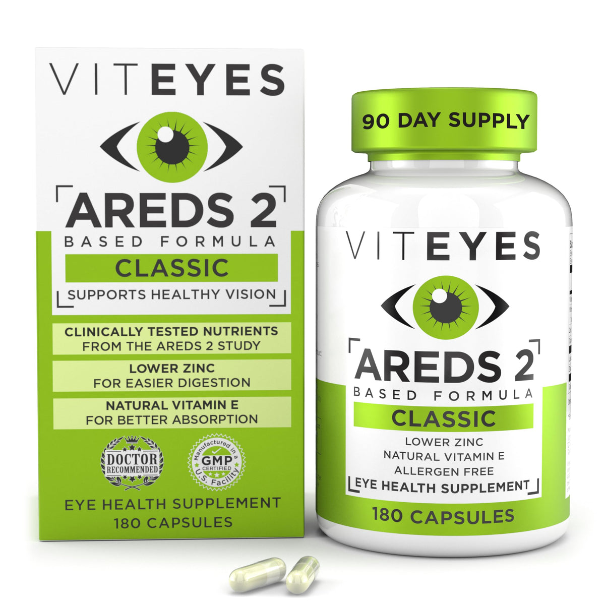 Viteyes envase frontal 180 cápsulas mostrando duración y marca