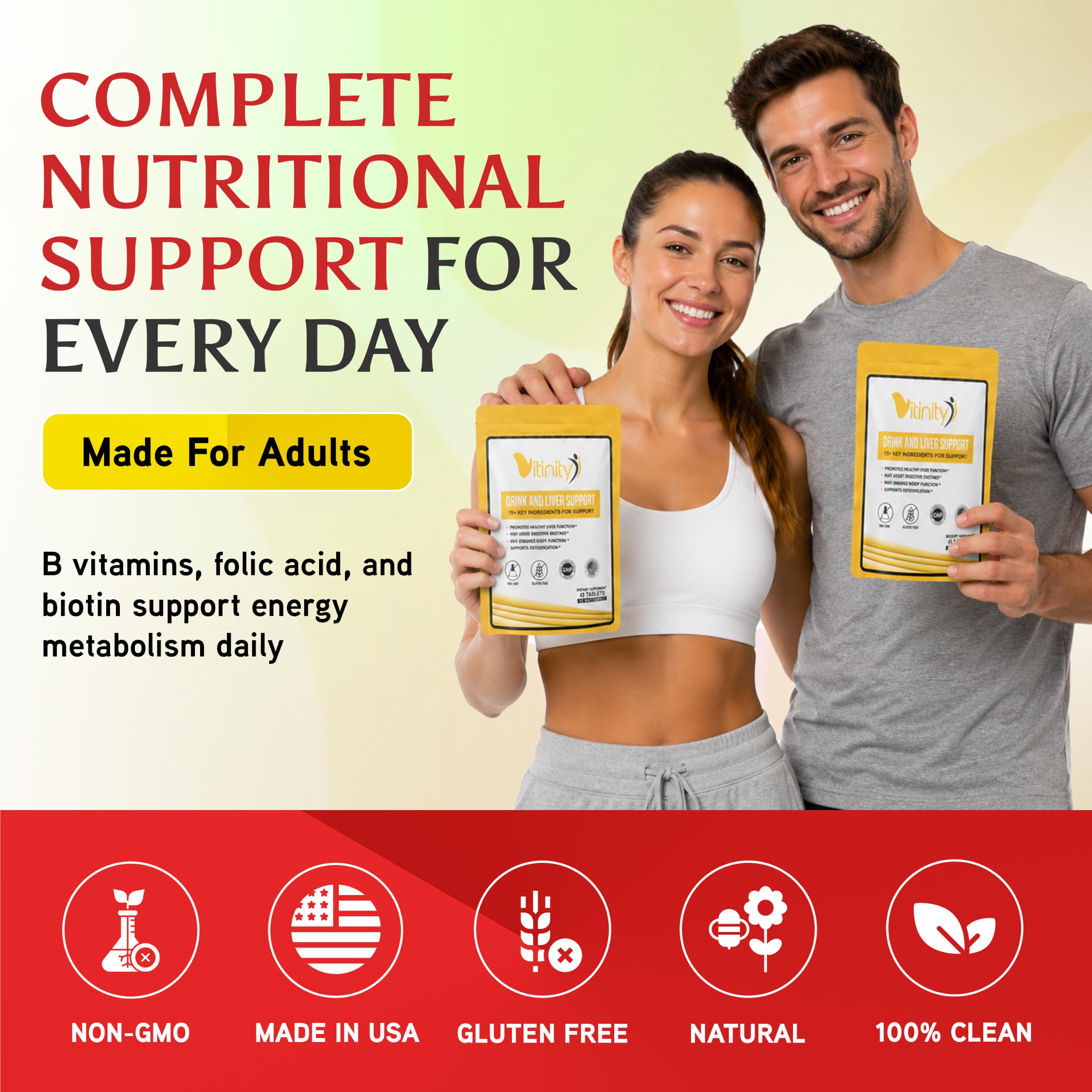 VITINITY etiqueta con tabla nutricional mostrando vitaminas B incluidas