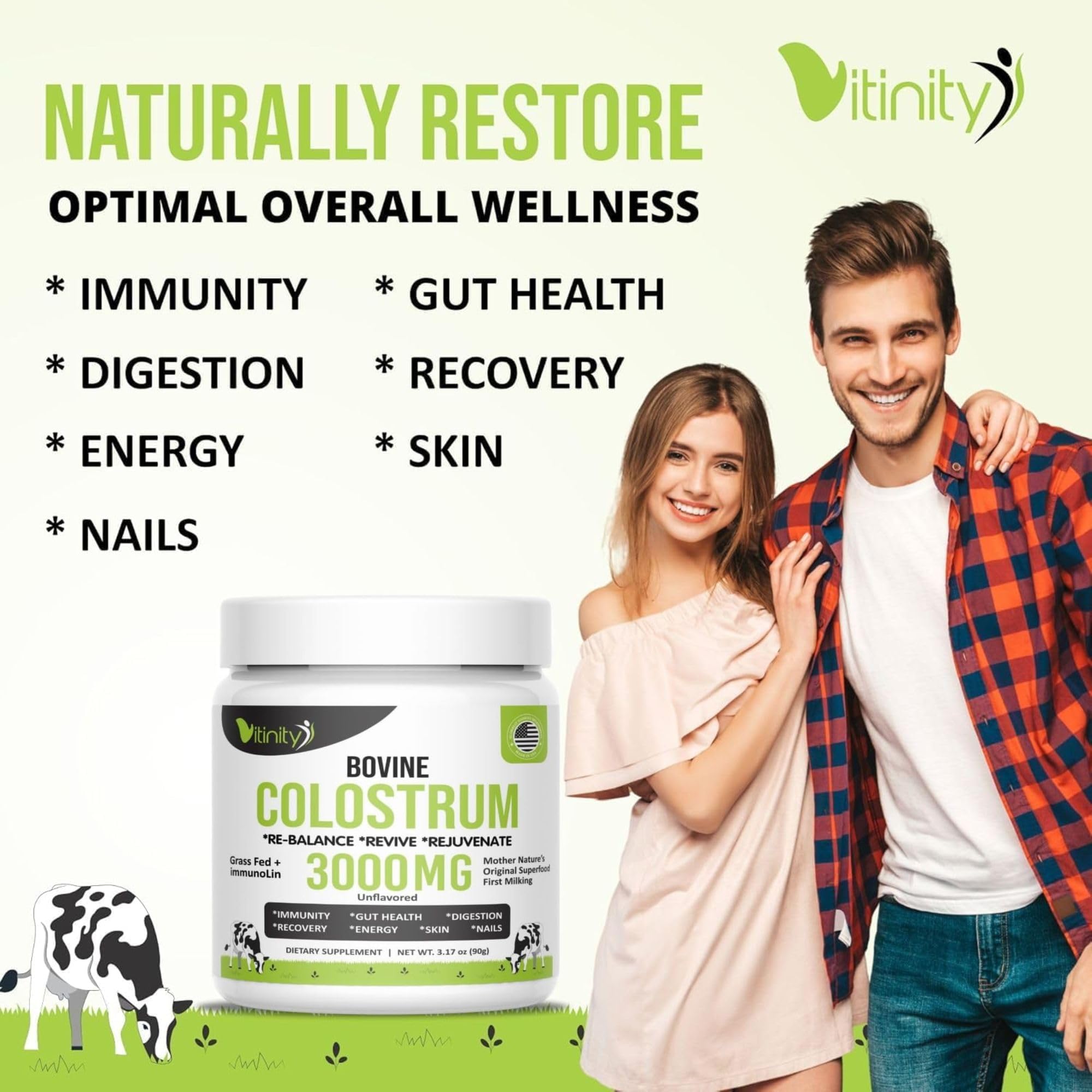 VITINITY cucharada con 3000 mg enfatizando dosificación conveniente