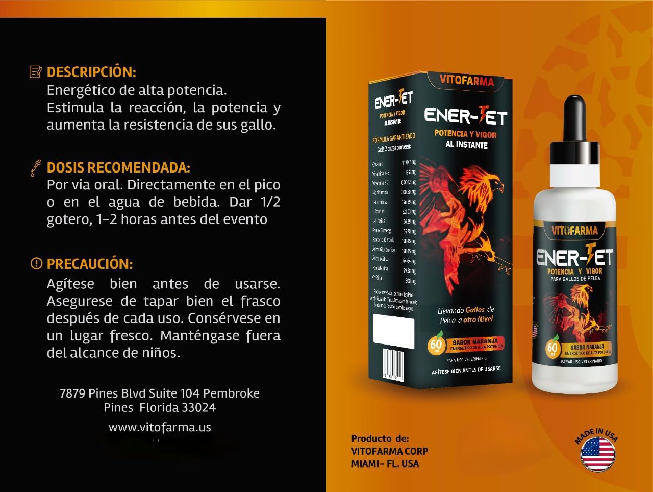 VITOFARMA Ener-Jet etiqueta con ingredientes y ventajas visibles