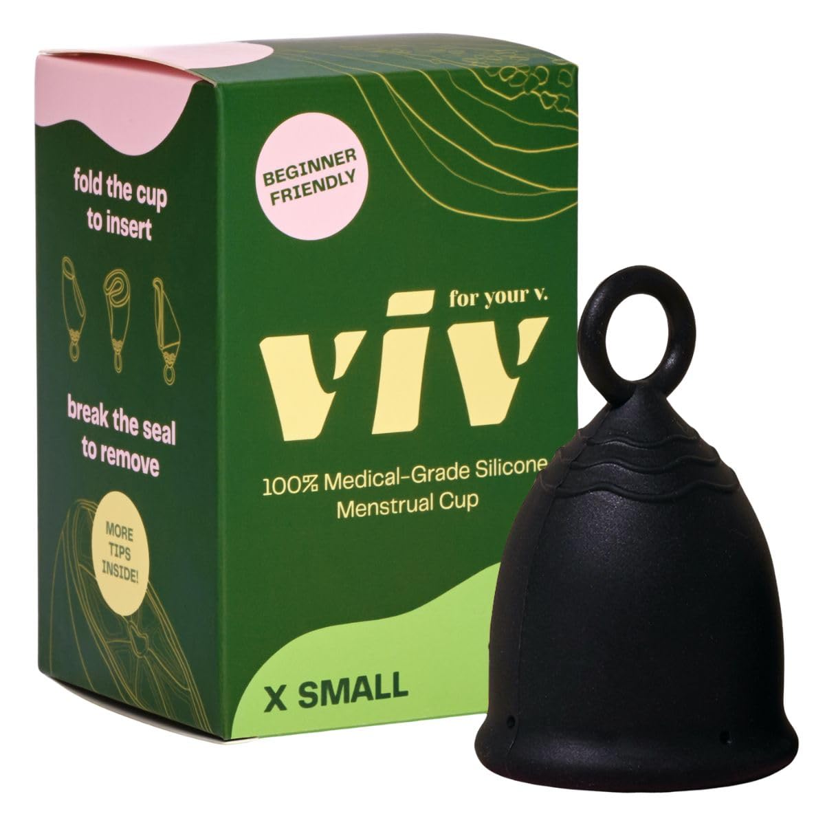 Viv for Your V vista frontal del empaquetado y copa, presentación clara y práctica