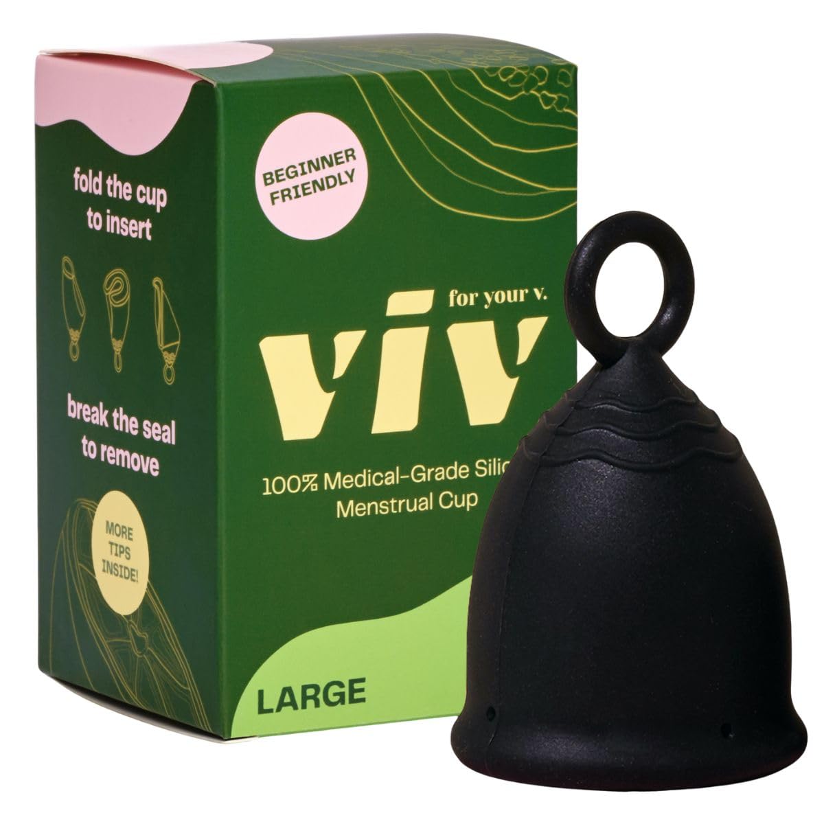 VIV FOR YOUR V copa frontal mostrando diseño y color negro para discreción