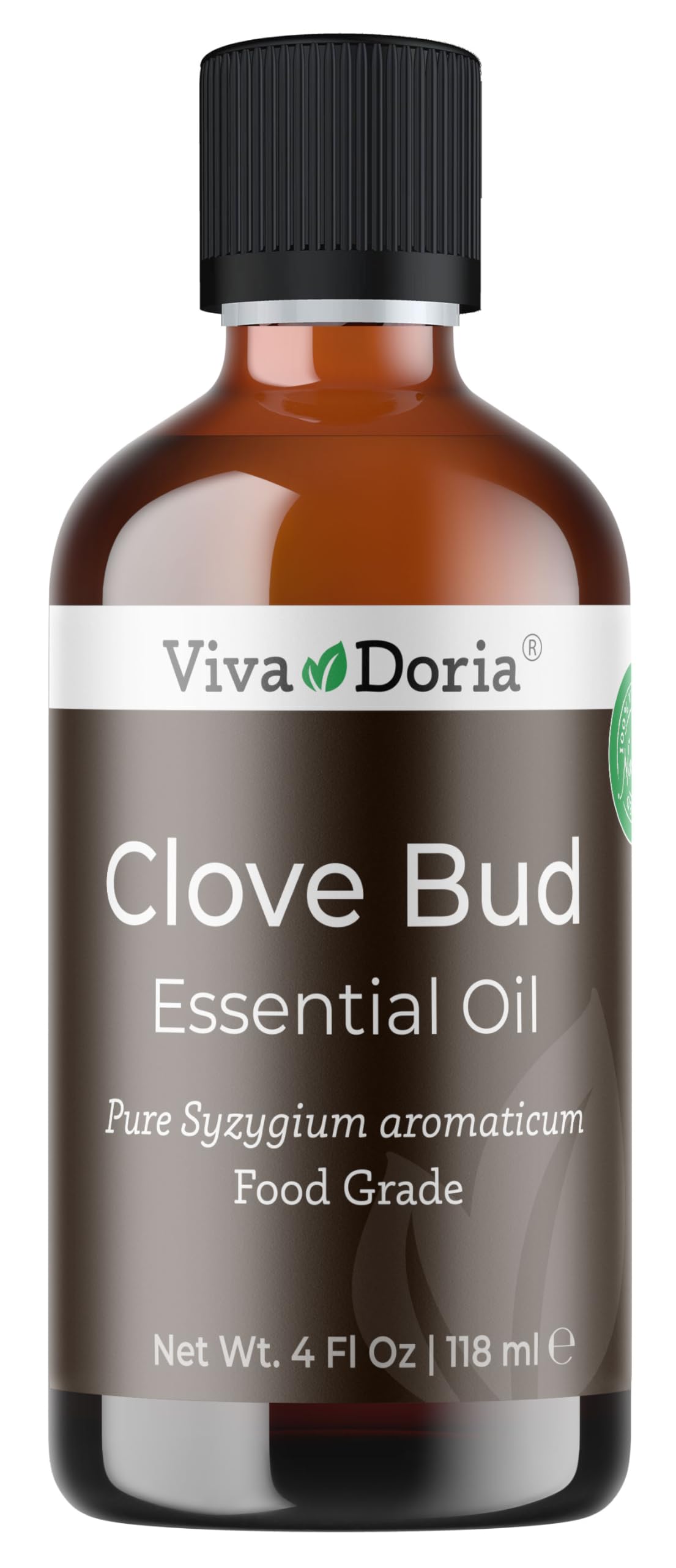 Viva Doria botella frontal 118 mL mostrando envase ámbar y etiqueta clara para conservación