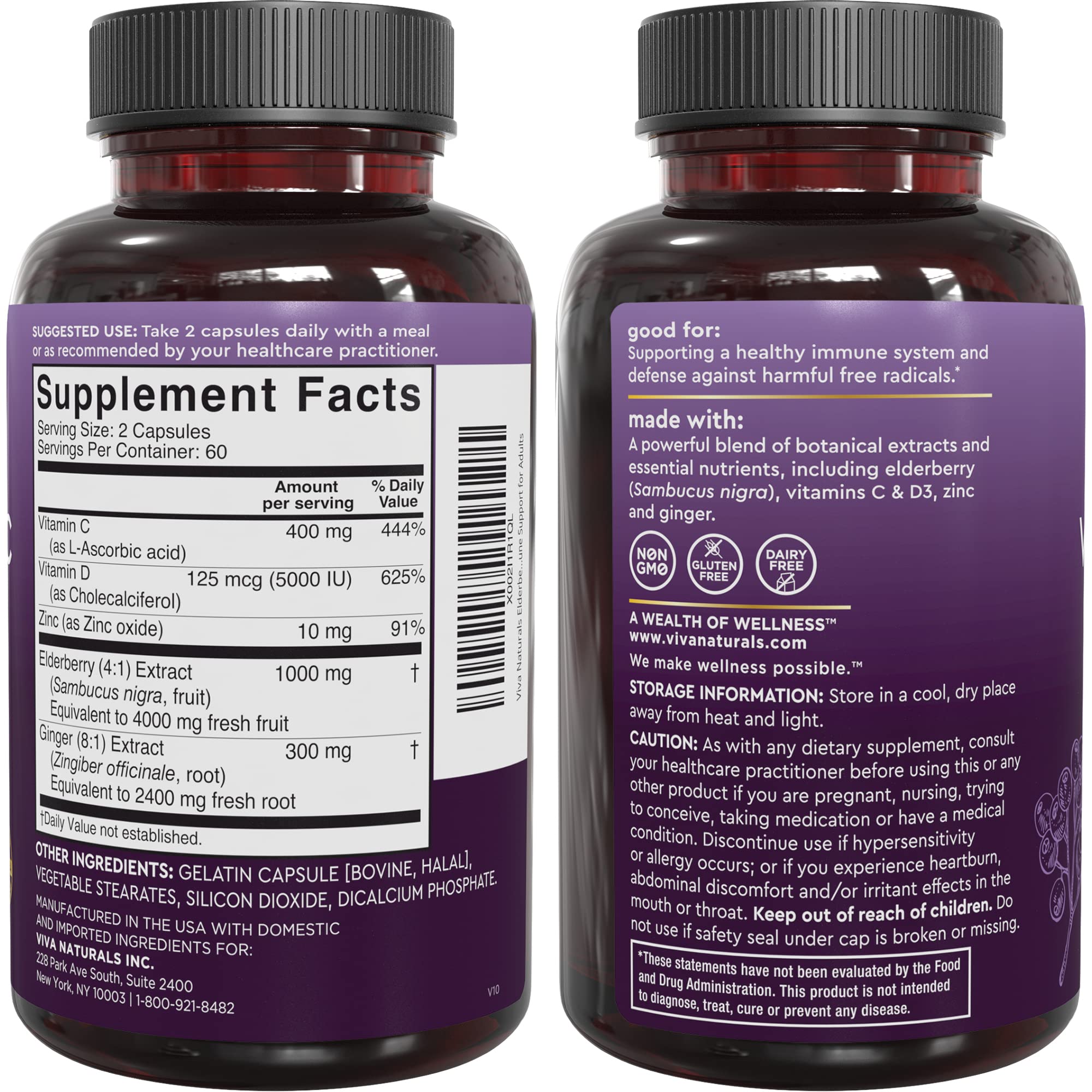 Viva Naturals botella junto a objetos para comparar escala y capacidad
